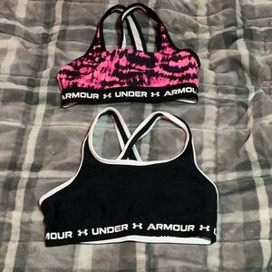Under Armour Vibrant Pink and Black Bra and classic black and white one